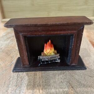 MSR Imports Miniature Dollhouse Fireplace Wood Faux Fire Log Insert Brown 1:12